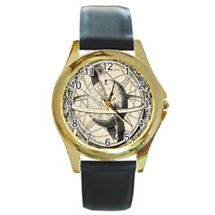 Vintage Planet Round Gold Metal Watch by ConteMonfrey