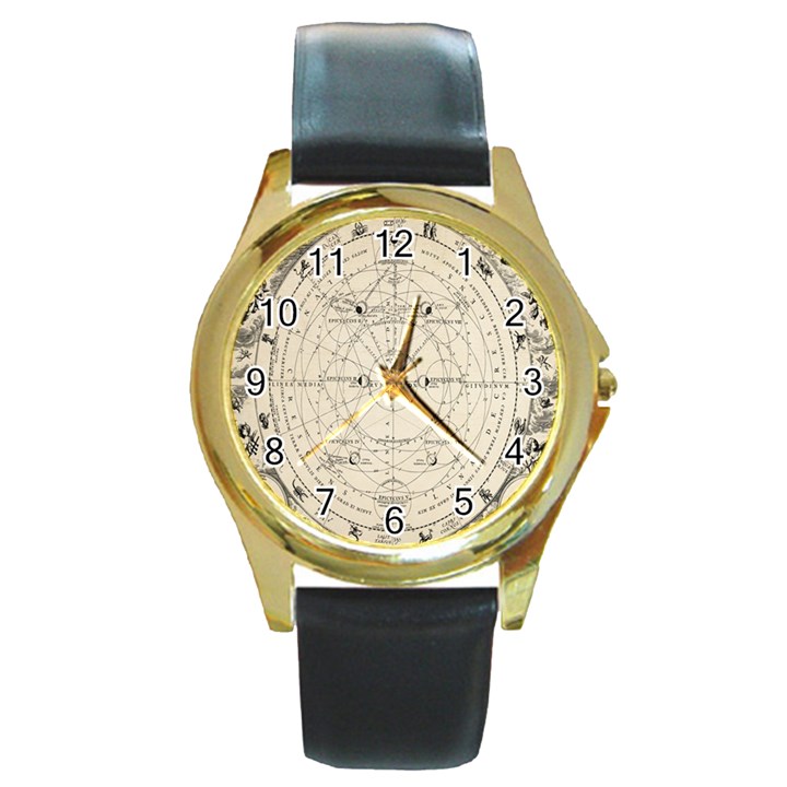 Astronomy vintage Round Gold Metal Watch