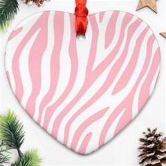 Pink Zebra Vibes Animal Print  Ornament (heart) by ConteMonfrey