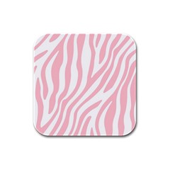 Pink Zebra Vibes Animal Print  Rubber Square Coaster (4 Pack) by ConteMonfrey