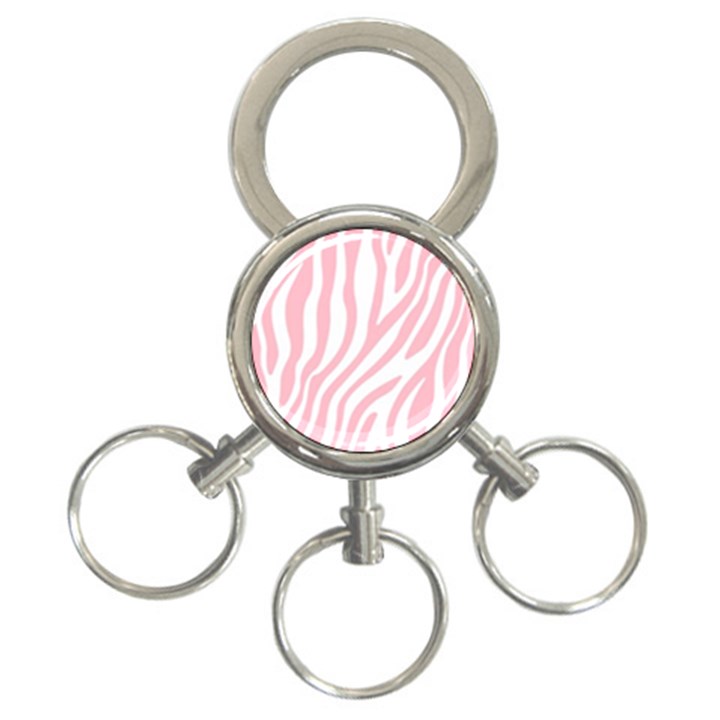 Pink Zebra Vibes Animal Print  3-Ring Key Chain