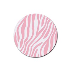 Pink Zebra Vibes Animal Print  Rubber Round Coaster (4 Pack) by ConteMonfrey