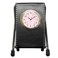 Pink Zebra Vibes Animal Print  Pen Holder Desk Clock by ConteMonfrey