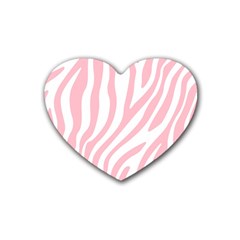 Pink Zebra Vibes Animal Print  Rubber Coaster (heart) by ConteMonfrey