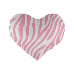 Pink Zebra Vibes Animal Print  Standard 16  Premium Flano Heart Shape Cushions by ConteMonfrey