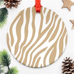 Brown Zebra Vibes Animal Print  Ornament (round) by ConteMonfrey