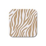 Brown Zebra Vibes Animal Print  Rubber Square Coaster (4 pack) Front