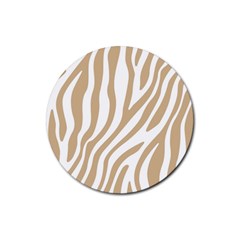 Brown Zebra Vibes Animal Print  Rubber Coaster (round) by ConteMonfrey