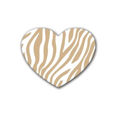 Brown Zebra Vibes Animal Print  Rubber Coaster (heart) by ConteMonfrey