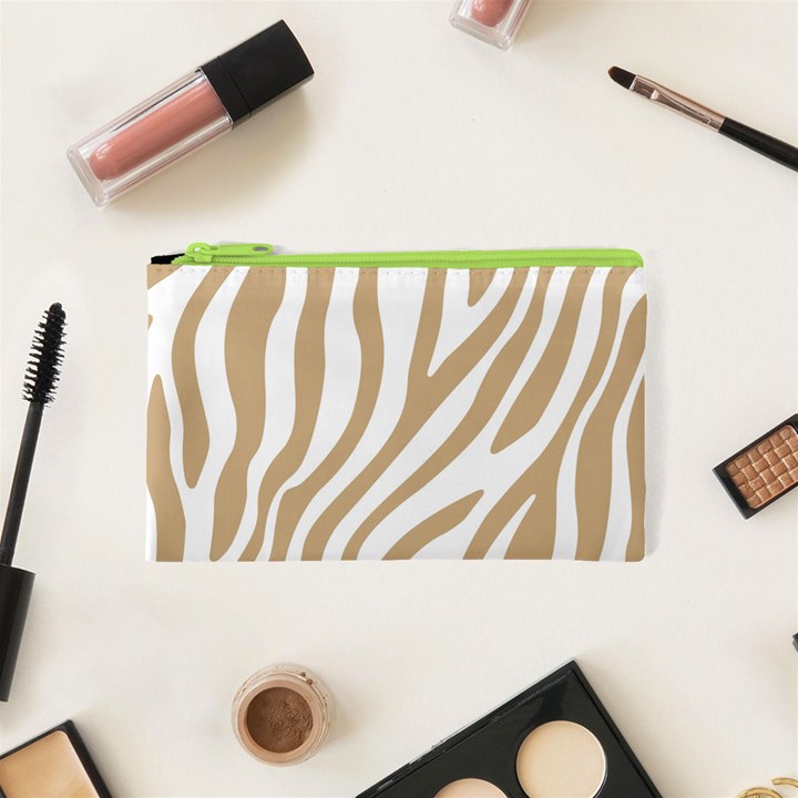 Brown Zebra Vibes Animal Print  Cosmetic Bag (XS)