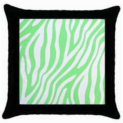 Green Zebra Vibes Animal Print  Throw Pillow Case (black) by ConteMonfrey