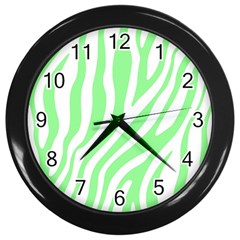 Green Zebra Vibes Animal Print  Wall Clock (black) by ConteMonfrey