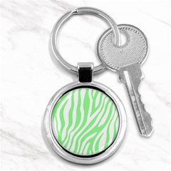 Green Zebra Vibes Animal Print  Key Chain (round) by ConteMonfrey