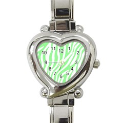 Green Zebra Vibes Animal Print  Heart Italian Charm Watch by ConteMonfrey