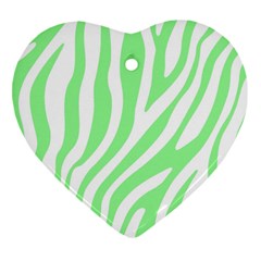 Green Zebra Vibes Animal Print  Heart Ornament (two Sides) by ConteMonfrey