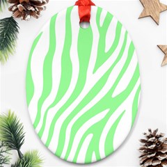 Green Zebra Vibes Animal Print  Ornament (oval) by ConteMonfrey