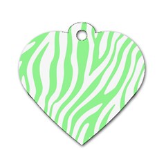 Green Zebra Vibes Animal Print  Dog Tag Heart (one Side) by ConteMonfrey