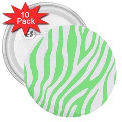 Green Zebra Vibes Animal Print  3  Buttons (10 Pack)  by ConteMonfrey