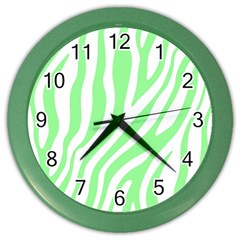 Green Zebra Vibes Animal Print  Color Wall Clock by ConteMonfrey