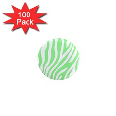 Green Zebra Vibes Animal Print  1  Mini Magnets (100 Pack) 