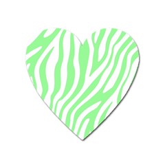 Green Zebra Vibes Animal Print  Heart Magnet by ConteMonfrey