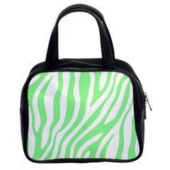 Green Zebra Vibes Animal Print  Classic Handbag (two Sides) by ConteMonfrey