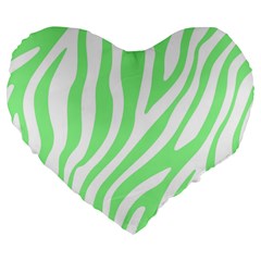 Green Zebra Vibes Animal Print  Large 19  Premium Flano Heart Shape Cushions by ConteMonfrey