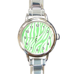 Green Zebra Vibes Animal Print  Round Italian Charm Watch by ConteMonfrey