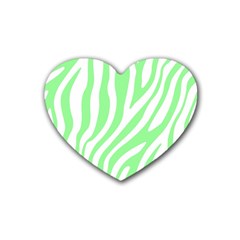 Green Zebra Vibes Animal Print  Rubber Heart Coaster (4 Pack) by ConteMonfrey