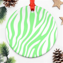 Green Zebra Vibes Animal Print  Ornament (round) by ConteMonfrey