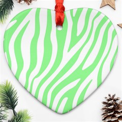 Green Zebra Vibes Animal Print  Ornament (heart) by ConteMonfrey