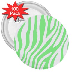 Green Zebra Vibes Animal Print  3  Buttons (100 Pack)  by ConteMonfrey