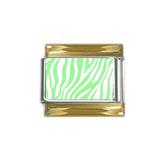 Green Zebra Vibes Animal Print  Gold Trim Italian Charm (9mm) by ConteMonfrey