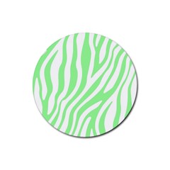 Green Zebra Vibes Animal Print  Rubber Round Coaster (4 Pack) by ConteMonfrey