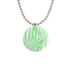 Green Zebra Vibes Animal Print  1  Button Necklace by ConteMonfrey