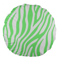 Green Zebra Vibes Animal Print  Large 18  Premium Flano Round Cushions by ConteMonfrey