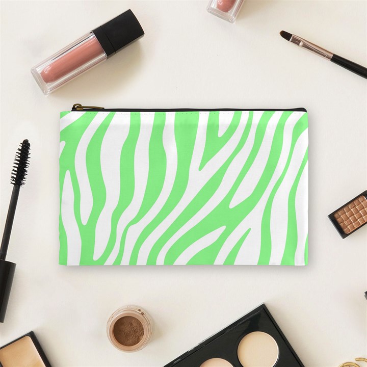 Green Zebra Vibes Animal Print  Cosmetic Bag (Medium)