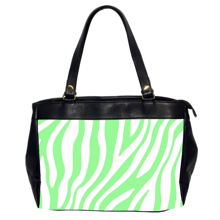 Green Zebra Vibes Animal Print  Oversize Office Handbag (2 Sides)