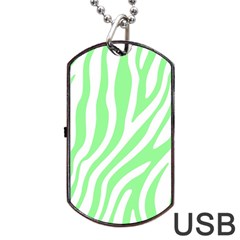 Green Zebra Vibes Animal Print  Dog Tag Usb Flash (two Sides) by ConteMonfrey