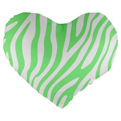 Green Zebra Vibes Animal Print  Large 19  Premium Heart Shape Cushions by ConteMonfrey