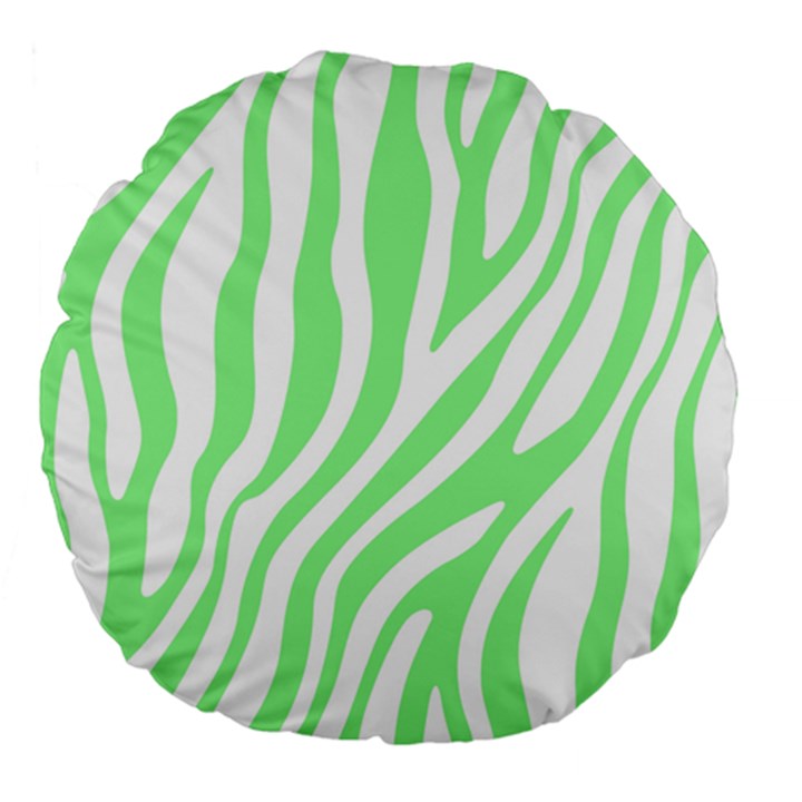 Green Zebra Vibes Animal Print  Large 18  Premium Flano Round Cushions