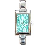 Blue Zebra Vibes Animal Print   Rectangle Italian Charm Watch Front