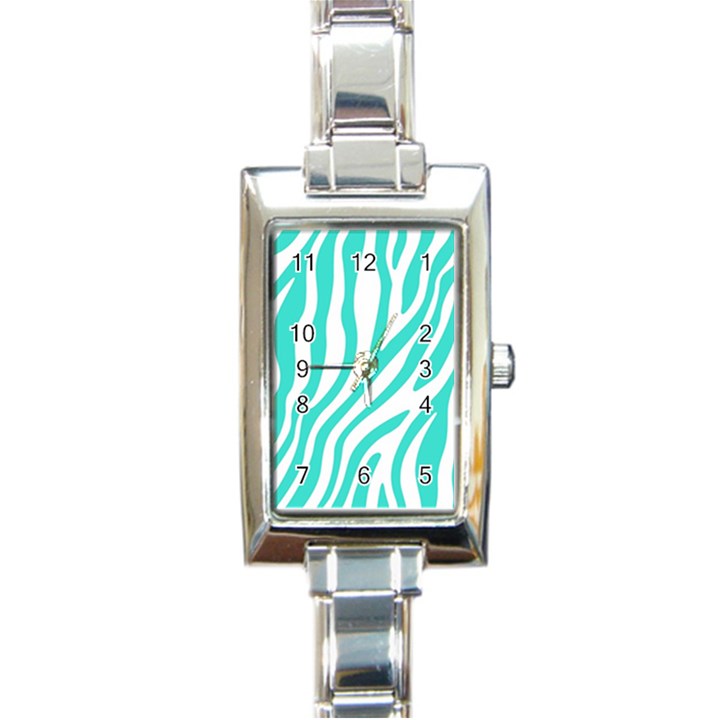 Blue Zebra Vibes Animal Print   Rectangle Italian Charm Watch