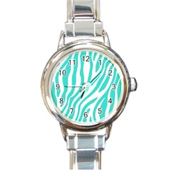 Blue Zebra Vibes Animal Print   Round Italian Charm Watch by ConteMonfrey