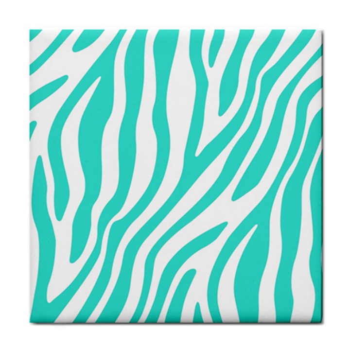 Blue Zebra Vibes Animal Print   Tile Coaster