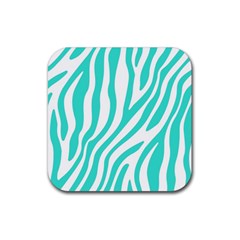 Blue Zebra Vibes Animal Print   Rubber Coaster (square) by ConteMonfrey