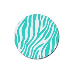 Blue Zebra Vibes Animal Print   Rubber Round Coaster (4 Pack) by ConteMonfrey