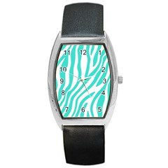 Blue Zebra Vibes Animal Print   Barrel Style Metal Watch by ConteMonfrey