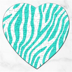 Blue Zebra Vibes Animal Print   Jigsaw Puzzle (heart) by ConteMonfrey