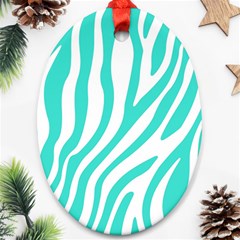 Blue Zebra Vibes Animal Print   Oval Ornament (two Sides) by ConteMonfrey